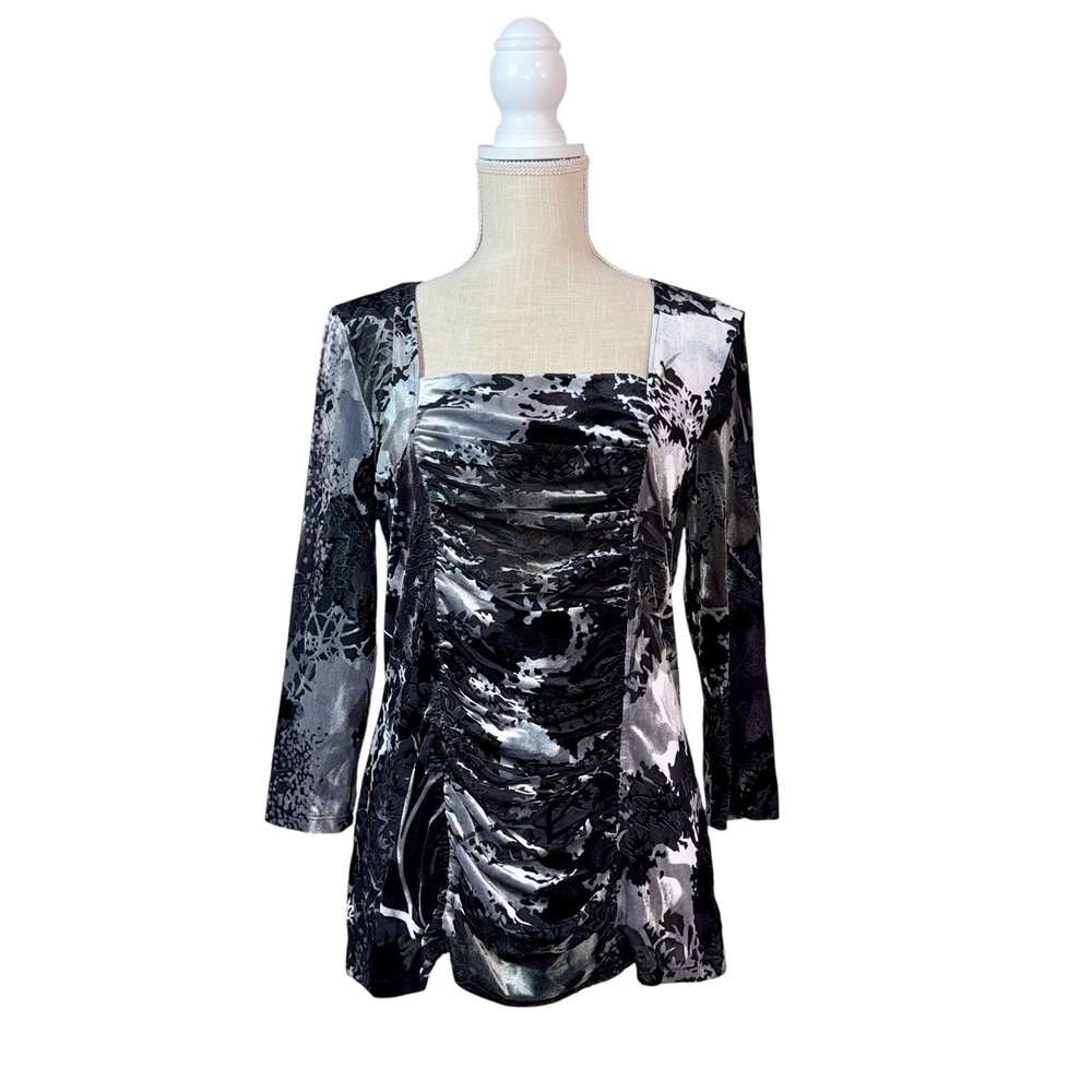 Vintage‎ Y2K Milk Maid Top Square Neck Sz M Velvet Burnout US Made 90s Goth